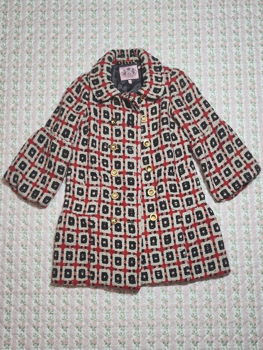 Juicy Couture 💖 Tweed Double-Breasted Pea Coat P